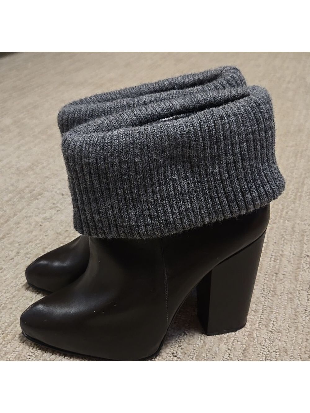 NWOT Rachel Comey Knit Cuff Heeled Booties Chocolate and Grey - Picture 5 of 13
